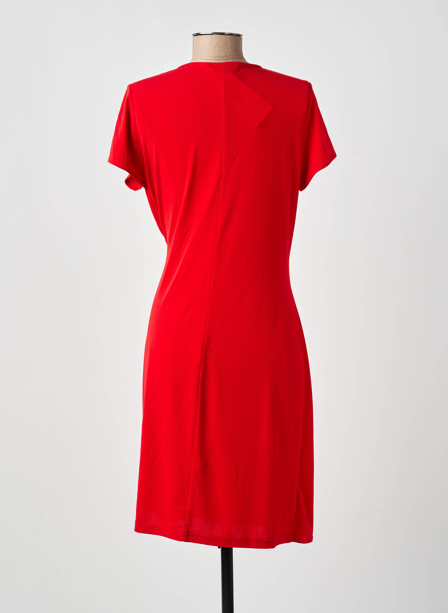 Robe mi-longue tissage crêpe manches courtes rouge MERI & ESCA femme