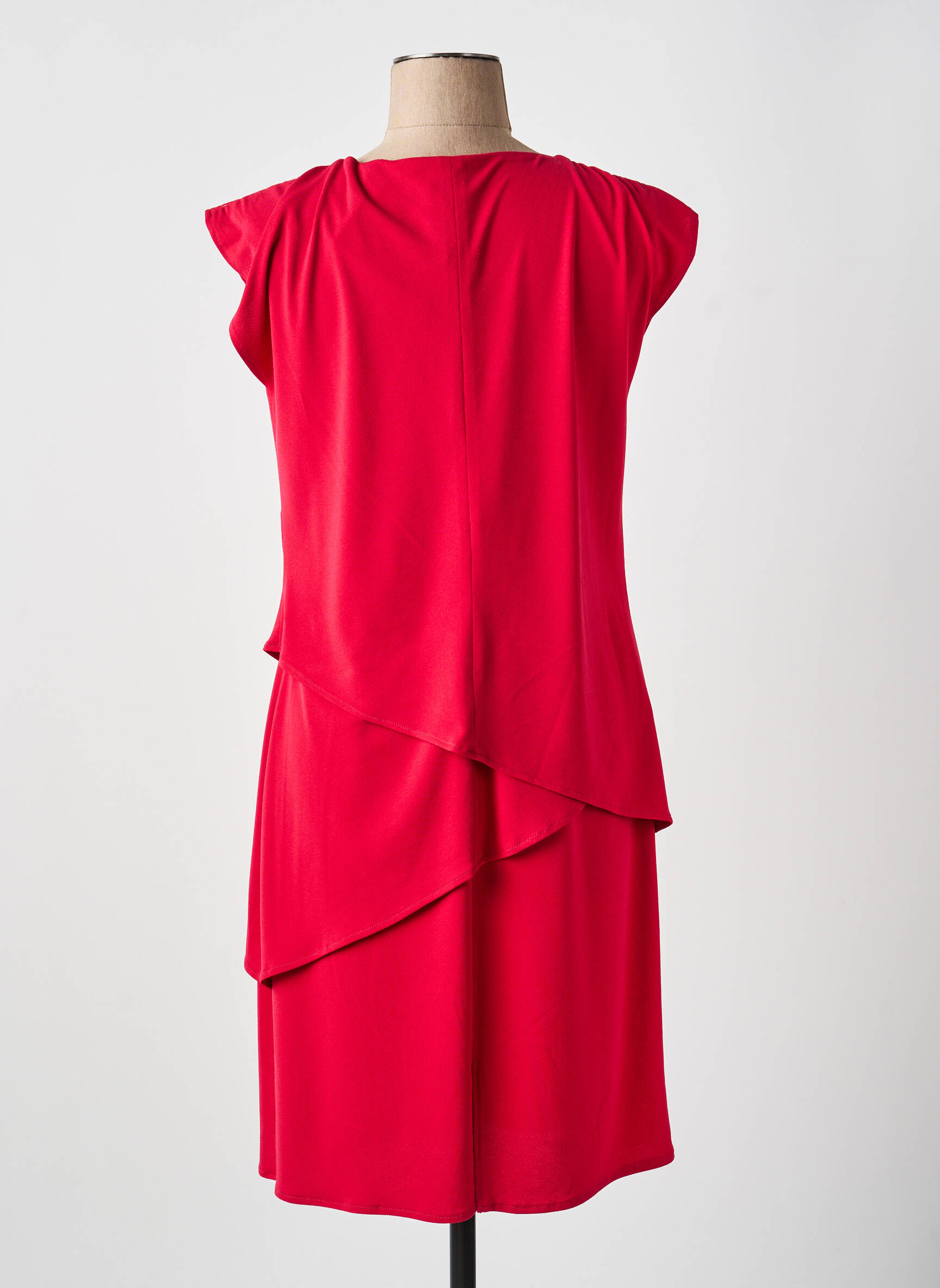 Robe mi-longue manches courtes manches courtes rouge GUY DUBOUIS femme