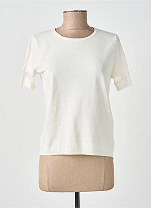 Pull coupe droite manches courtes blanc GUY DUBOUIS femme