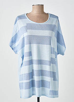 Pull stretch manches courtes bleu ARDIUM femme