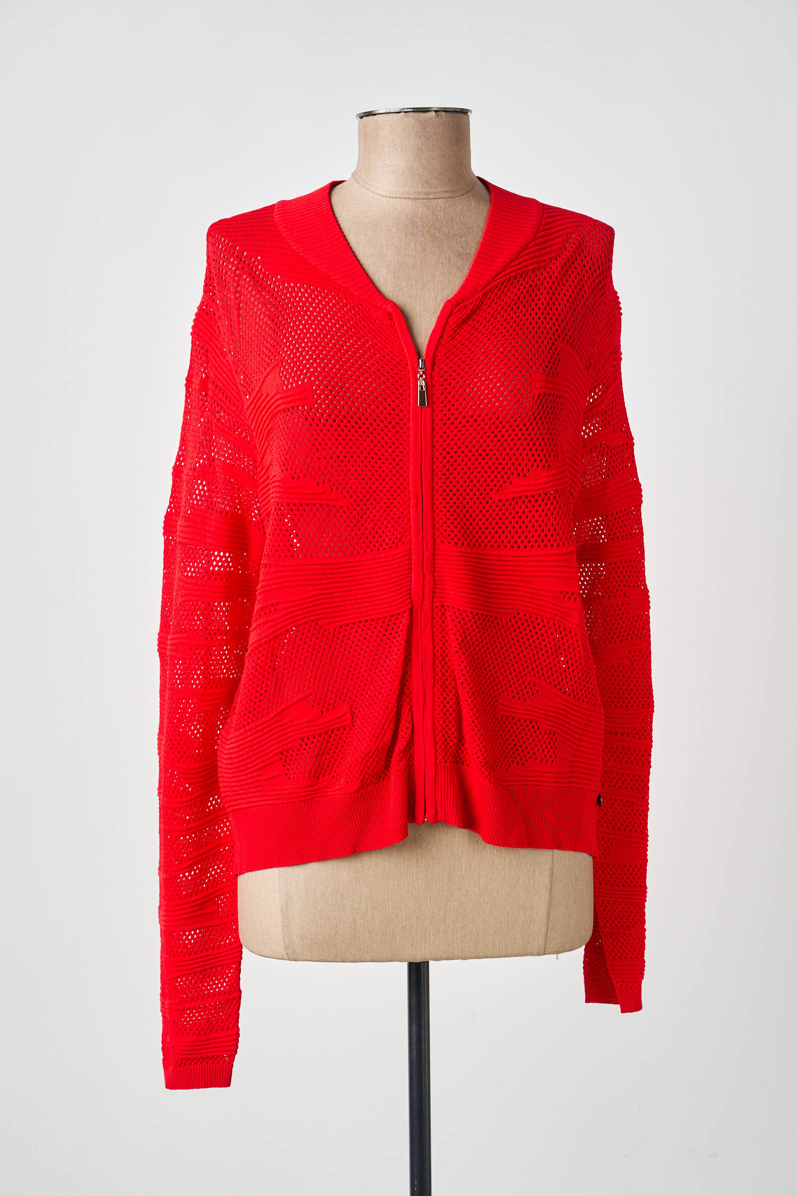 Gilet manches longues maille ajourée rouge MADO ET LES AUTRES femme