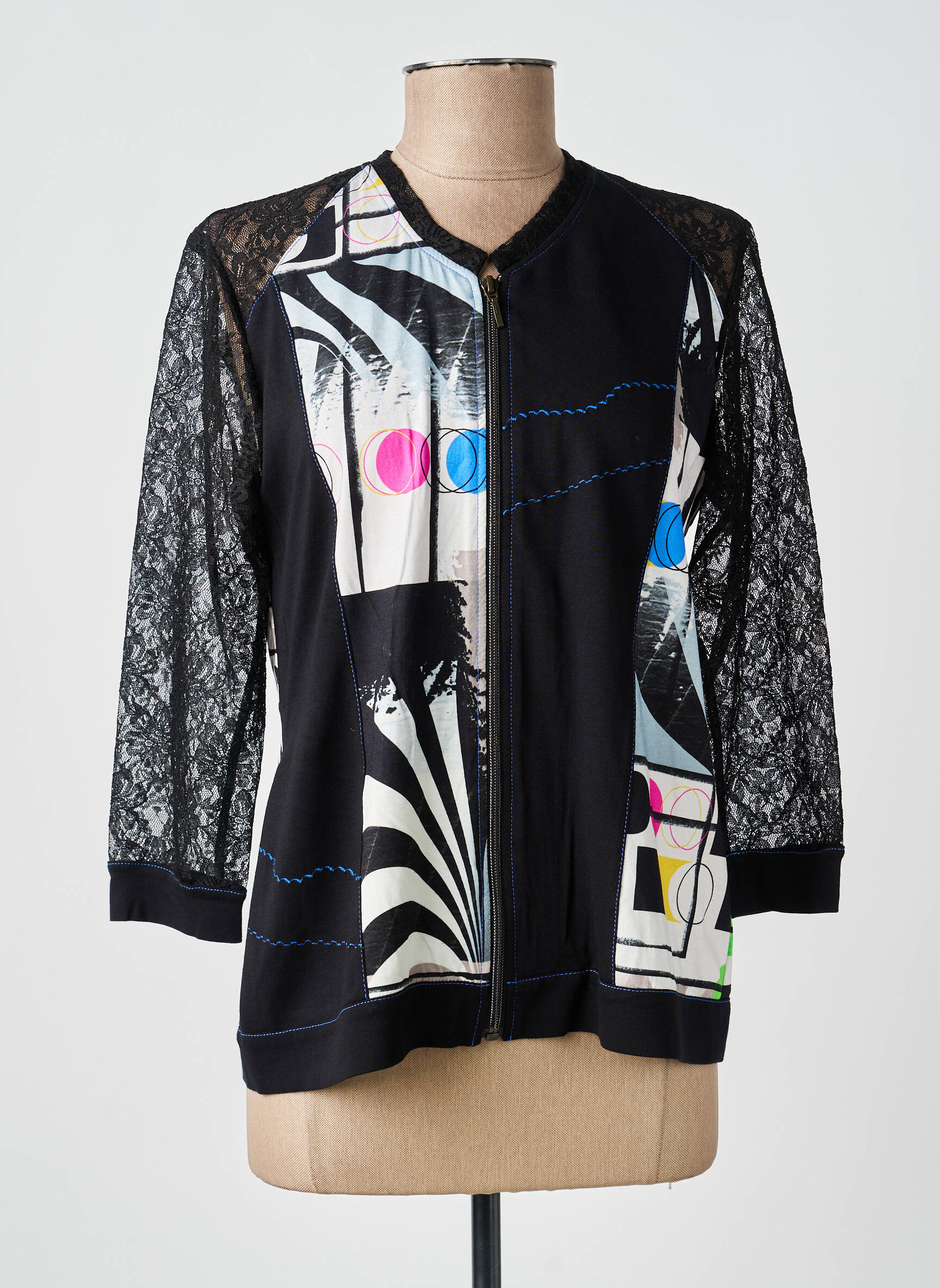 Veste casual fermeture zippée sur le devant noir GUY DUBOUIS femme