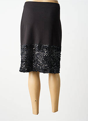 Jupe mi-longue stretch noir GUY DUBOUIS femme