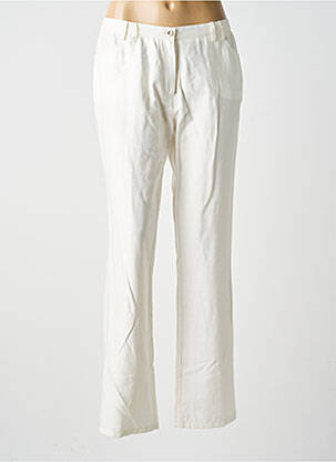 Pantalon droit fermeture zippée sous rabat boutonné taille normale blanc MERI & ESCA femme
