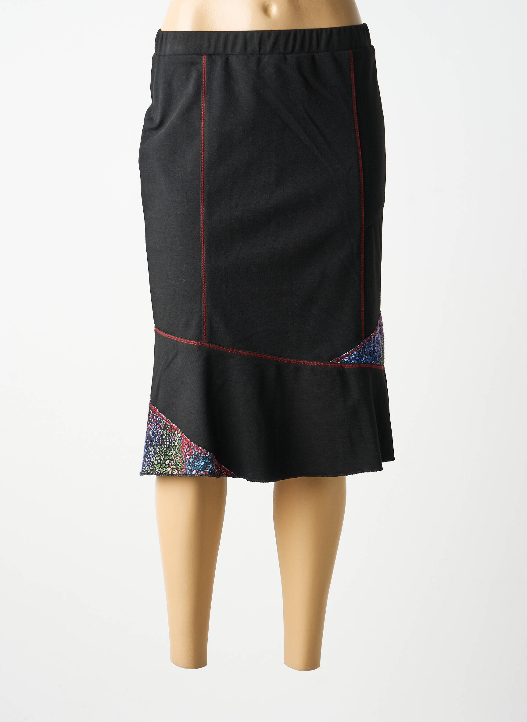 Jupe mi-longue coupe droite noir GUY DUBOUIS femme
