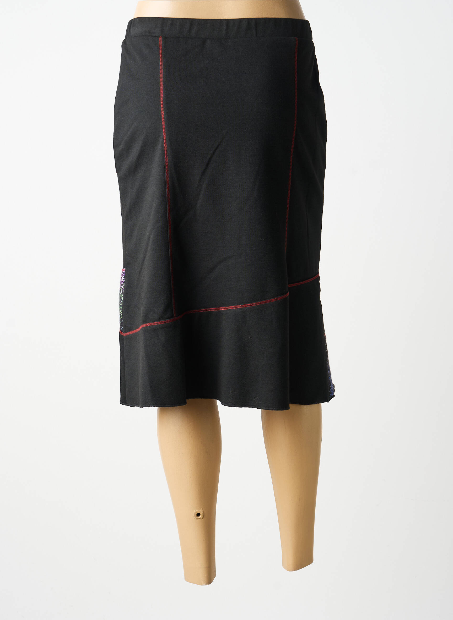 Jupe mi-longue coupe droite noir GUY DUBOUIS femme