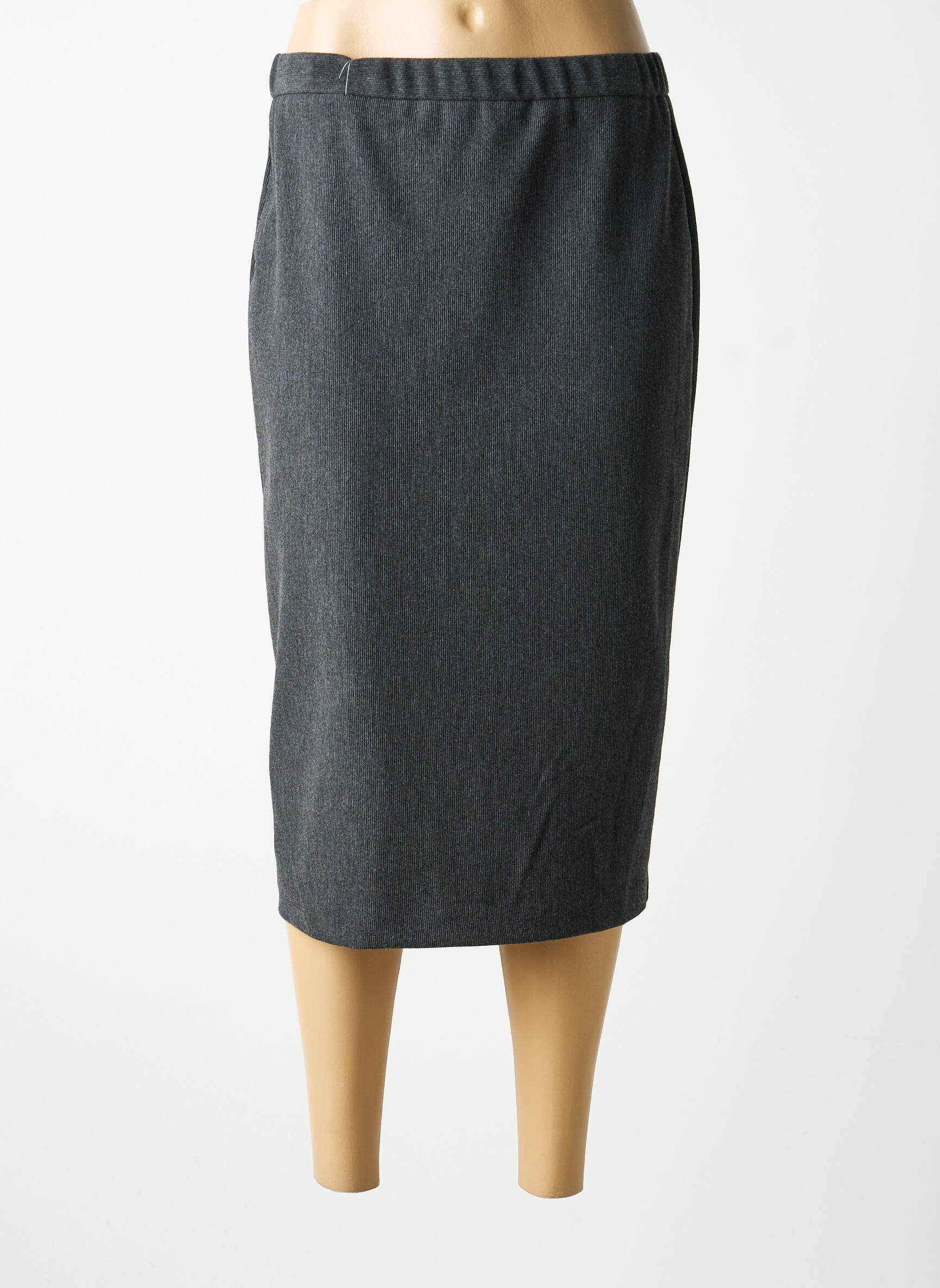 Jupe mi-longue stretch gris GUY DUBOUIS femme