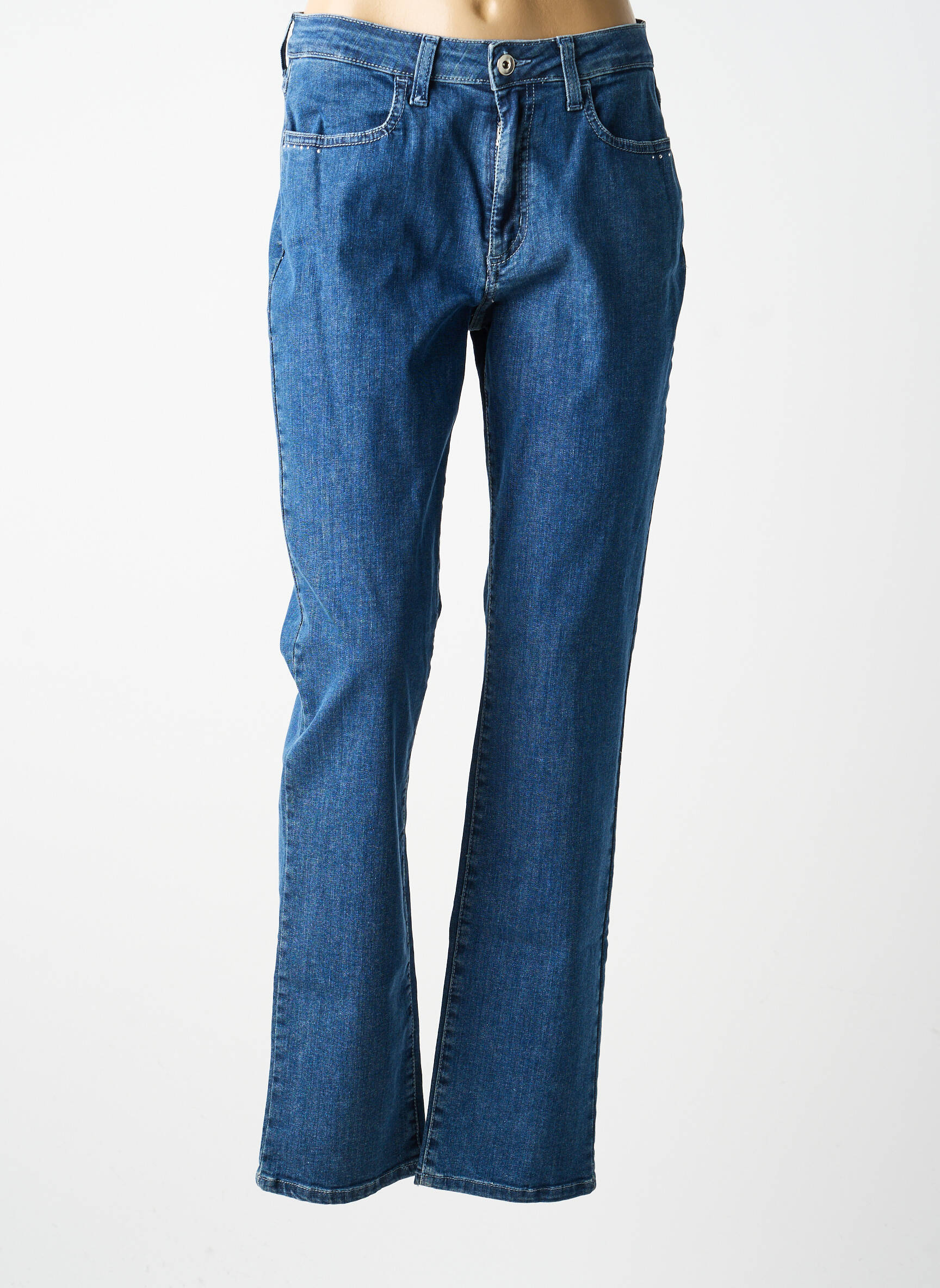 Jeans coupe droite stretch taille normale bleu GUY DUBOUIS femme