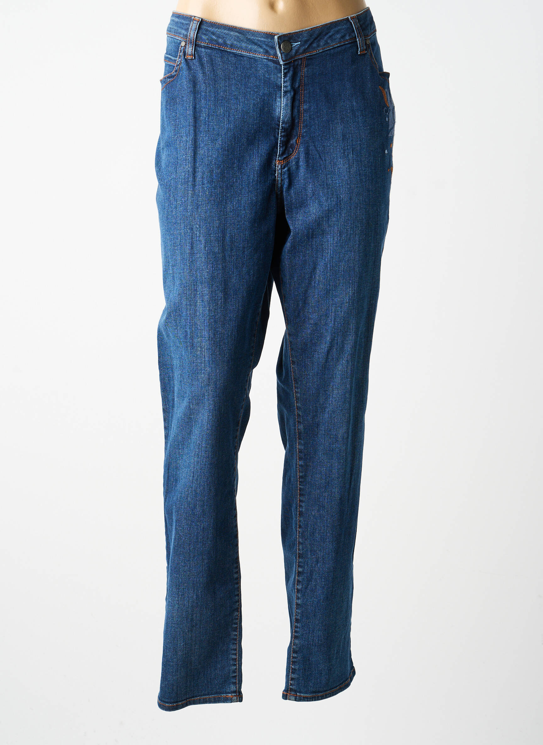Jeans coupe droite stretch taille normale bleu MERI & ESCA femme