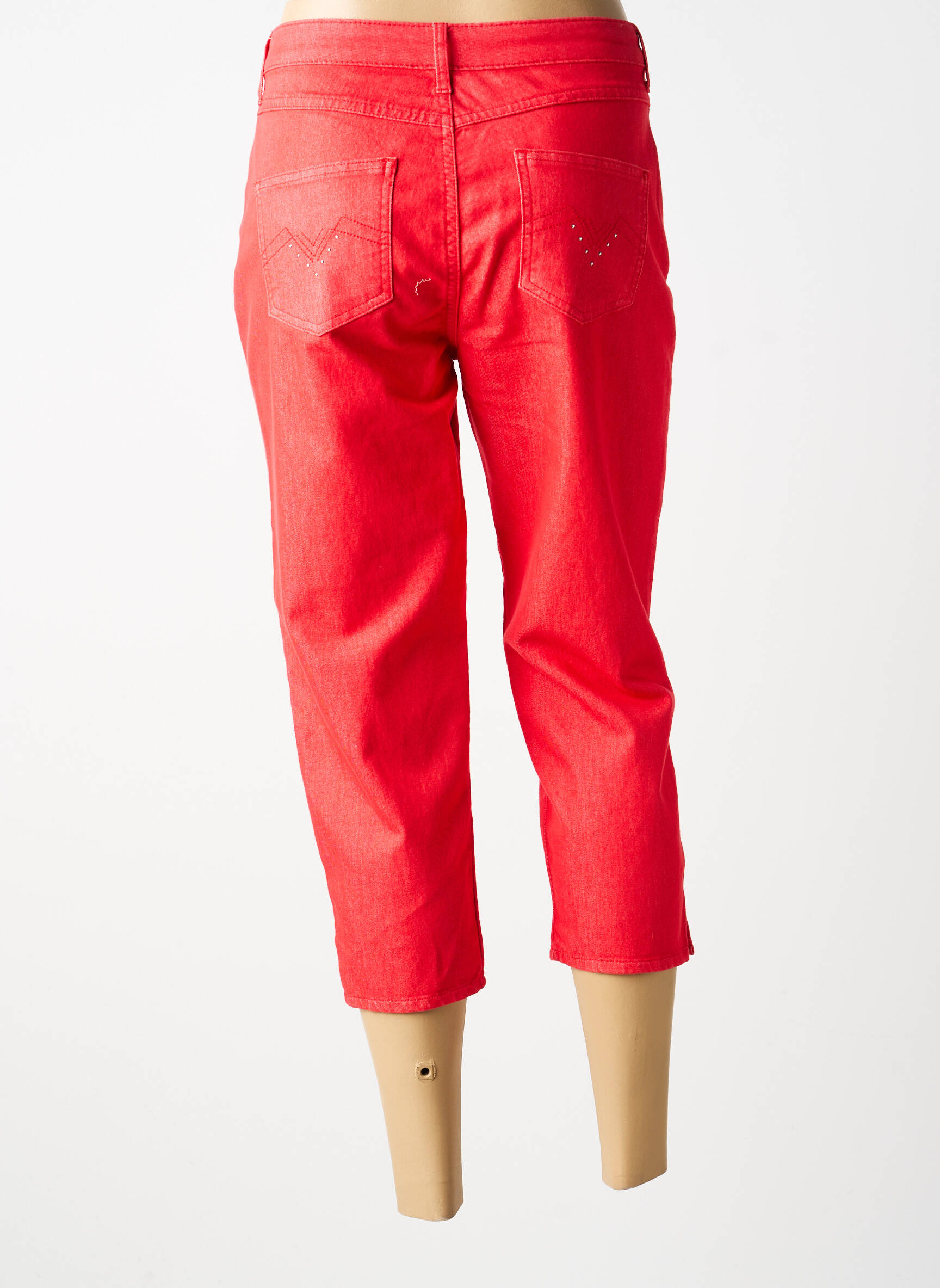 Pantacourt coupe droite taille normale rouge GUY DUBOUIS femme