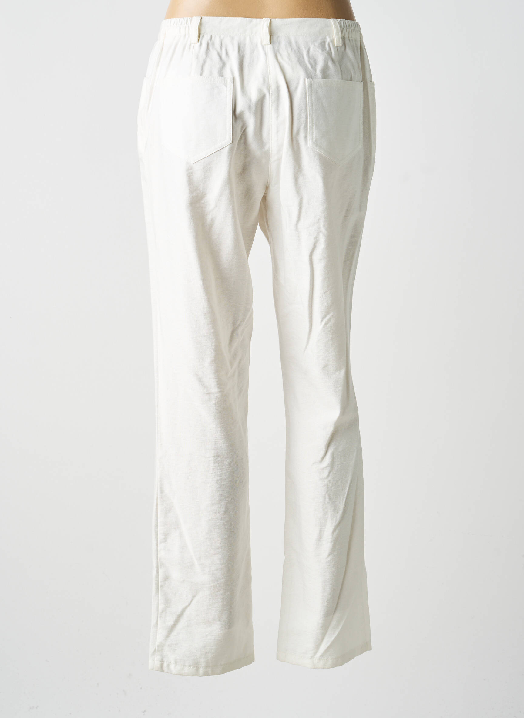 Pantalon droit fermeture zippée sous rabat boutonné taille normale blanc MERI & ESCA femme
