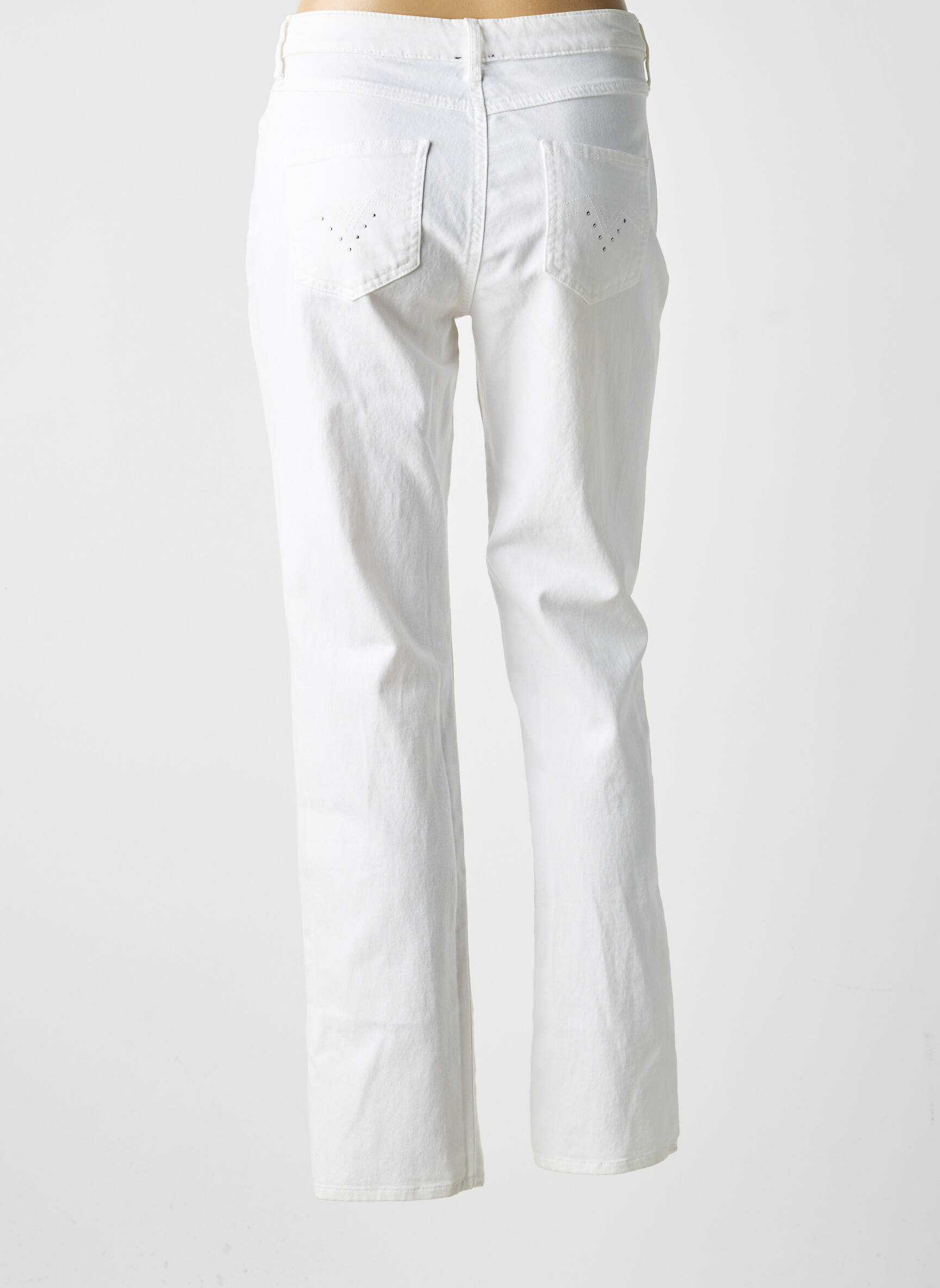 Pantalon droit stretch taille normale blanc GUY DUBOUIS femme