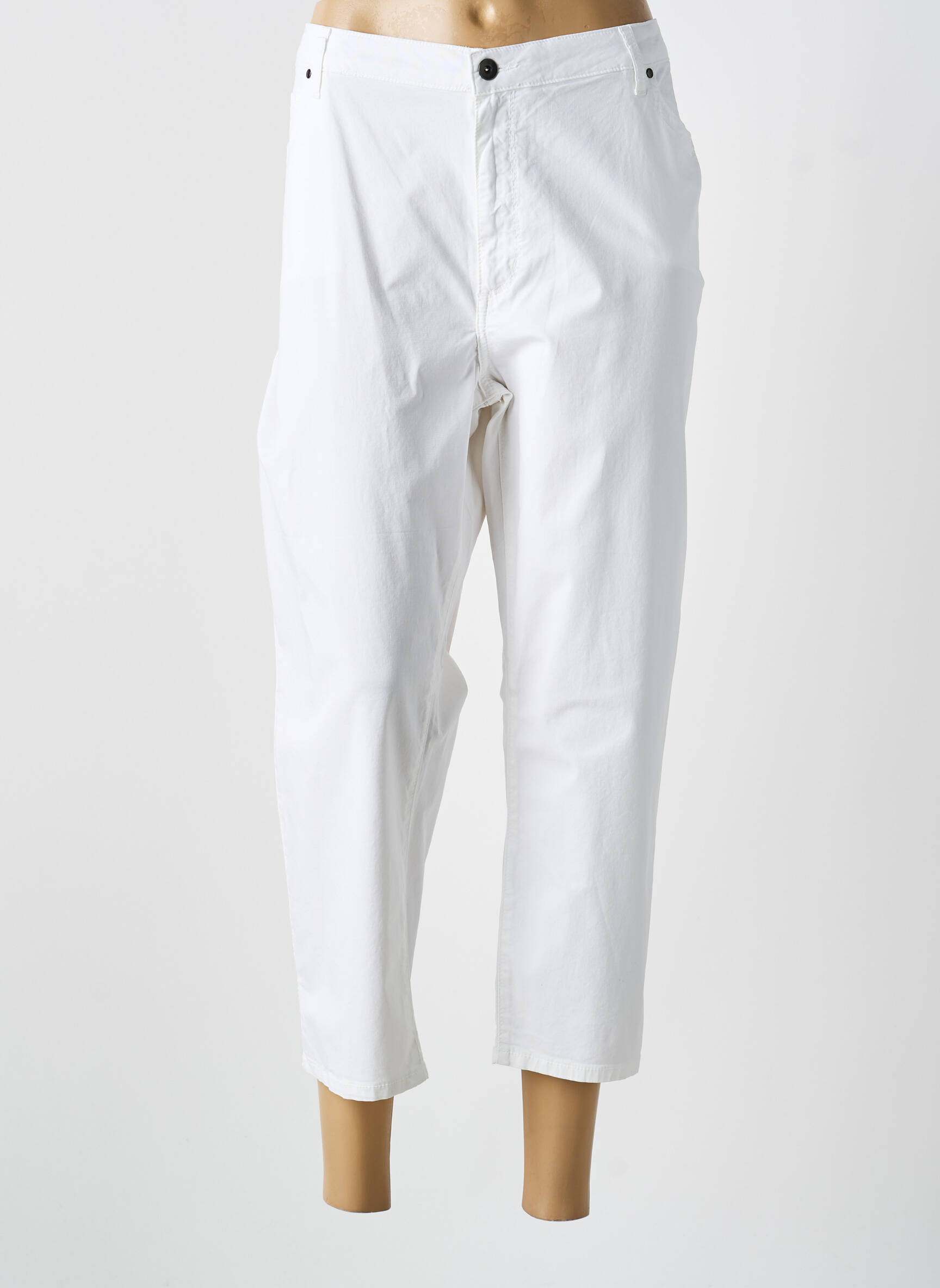 Pantacourt coupe droite taille normale blanc IMPULSION femme