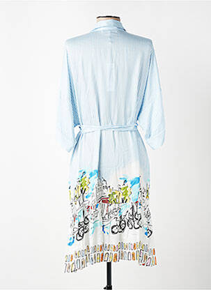Robe mi-longue coupe fluide manches 3/4 bleu LESLIE femme