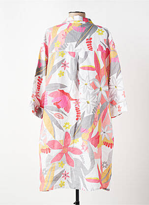 Robe mi-longue imprimé fleurs manches 3/4 blanc DOLCEZZA femme