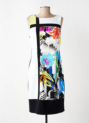 Robe mi-longue imprimé fleurs sans manche noir JOSEPH RIBKOFF femme