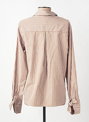 Blouse tissage popeline manches longues marron TONI femme