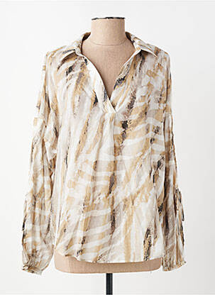 Blouse légère et transparente manches longues beige EVA KAYAN femme