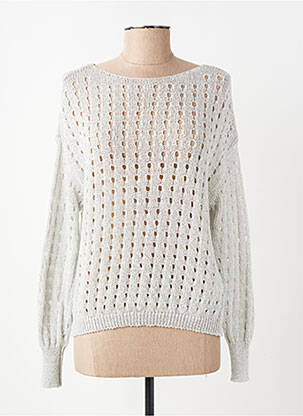 Pull col bateau manches longues argent MARIA BELLENTANI femme