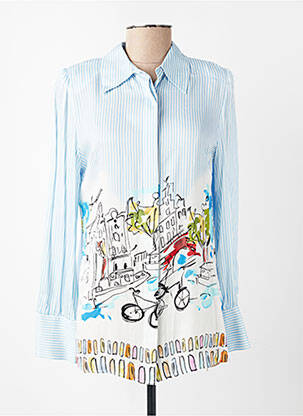 Chemisier coupe cintrée manches longues bleu LESLIE femme