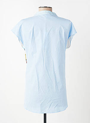 Blouse col v manches courtes bleu LESLIE femme