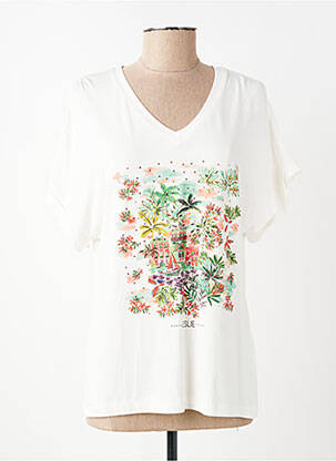 T-shirt sérigraphie avec strass manches courtes beige LESLIE femme
