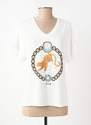 T-shirt imprimé fantaisie manches courtes beige LESLIE femme