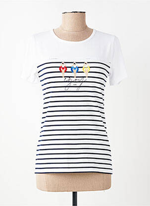 T-shirt sérigraphie avec strass manches courtes bleu ANANKE femme