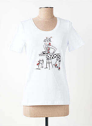 T-shirt sérigraphie avec strass manches courtes blanc DOLCEZZA femme