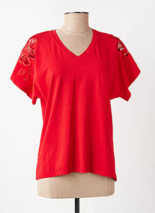T-shirt col v manches courtes rouge MARIA BELLENTANI femme