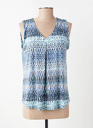 Top imprimé fantaisie sans manche bleu GEVANA femme