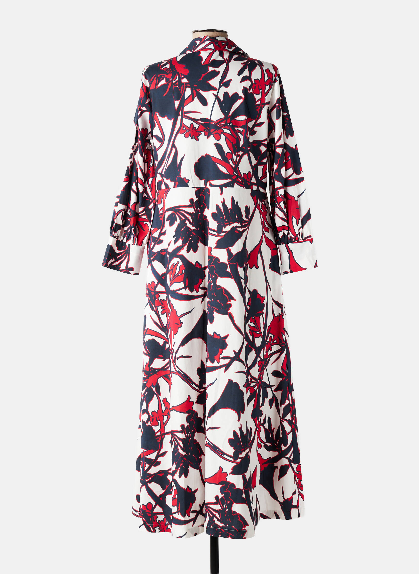 Robe longue imprimé fleurs manches 3/4 rouge MARIA BELLENTANI femme