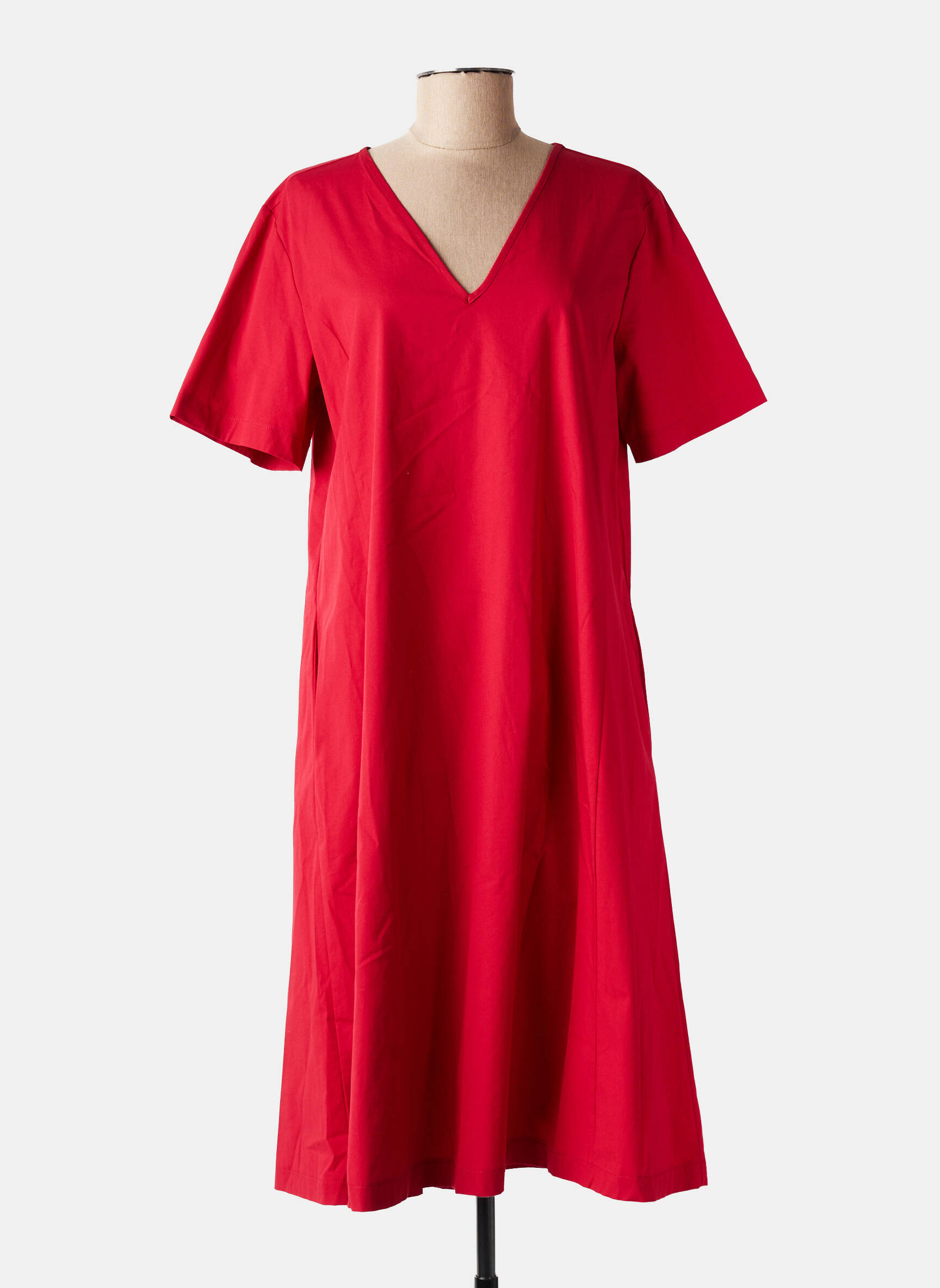 Robe mi-longue manches courtes manches courtes rouge MARIA BELLENTANI femme