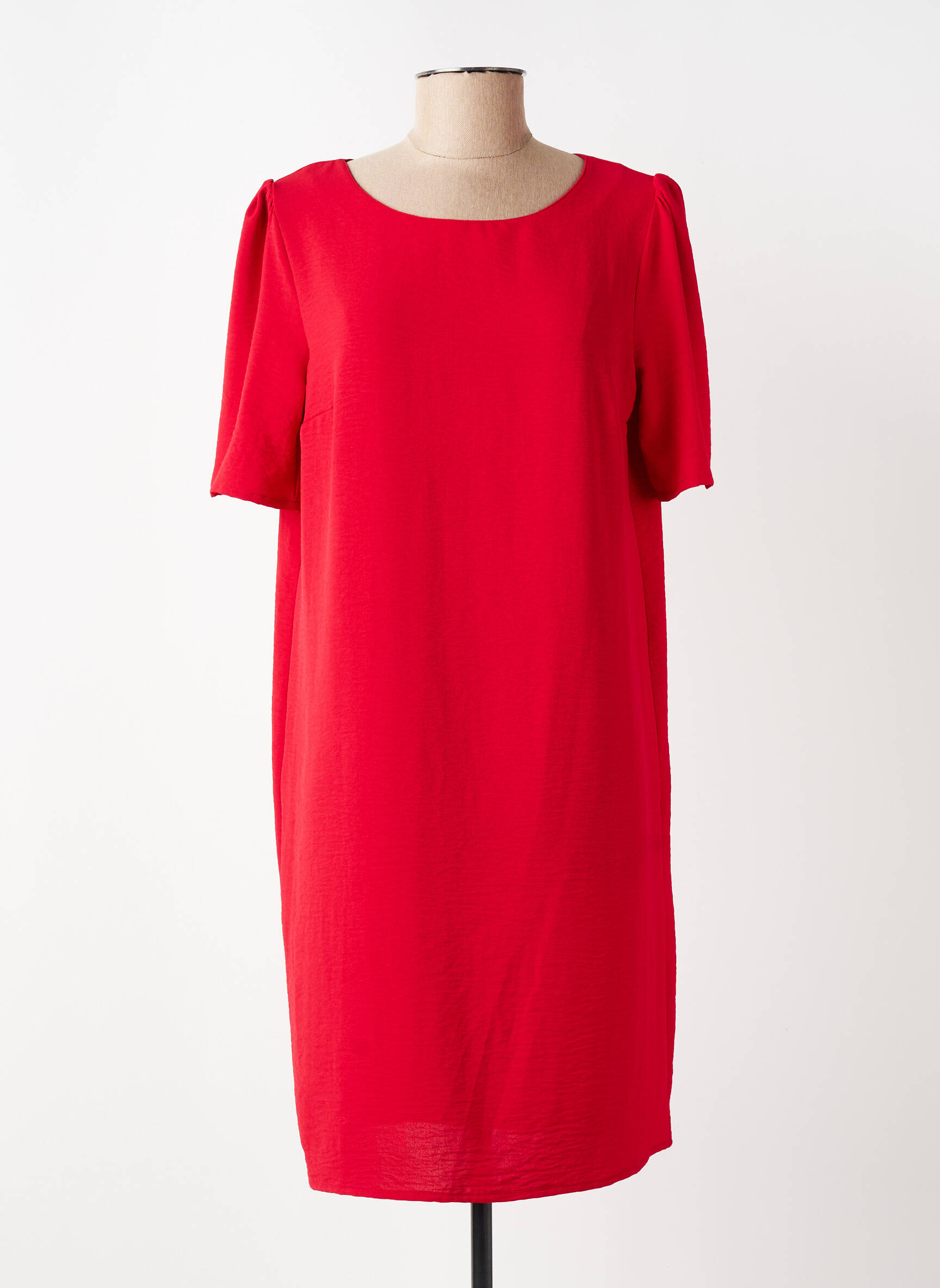 Robe courte coupe fluide manches courtes rouge GEVANA femme