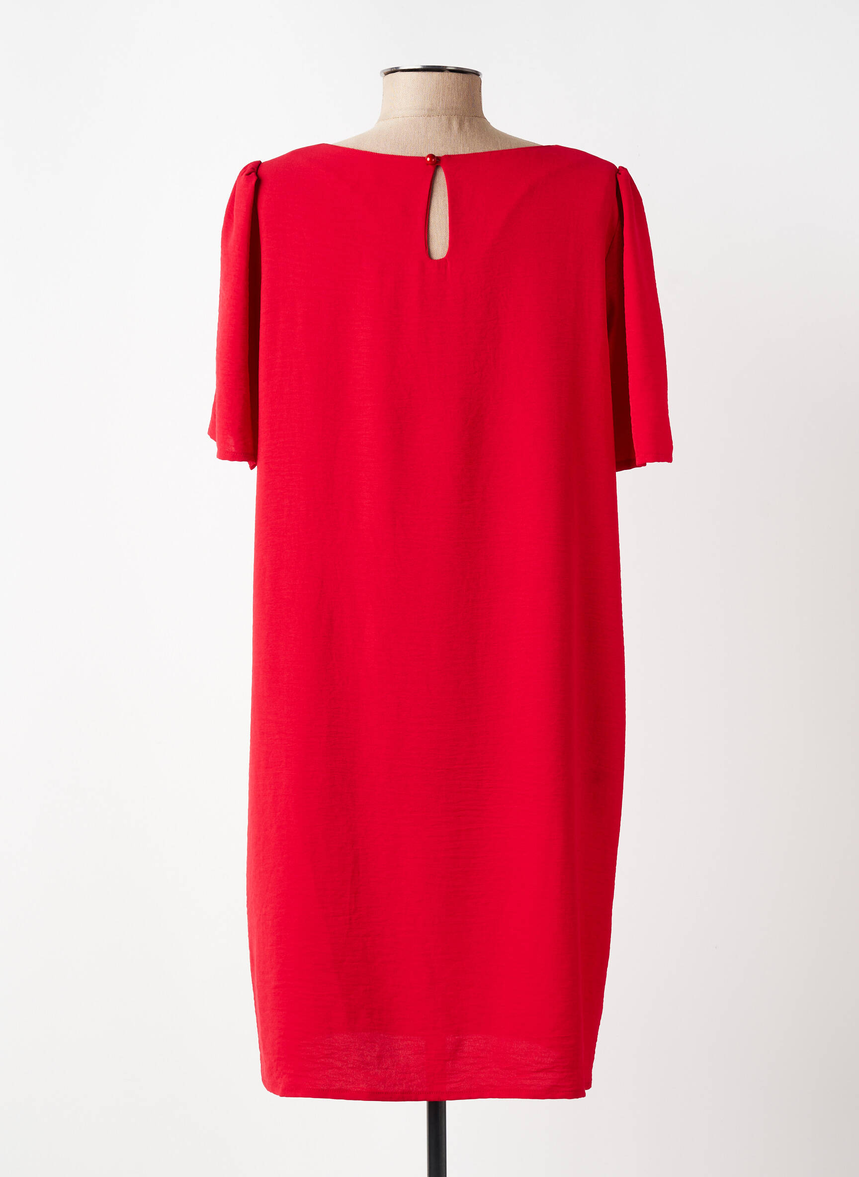 Robe courte coupe fluide manches courtes rouge GEVANA femme