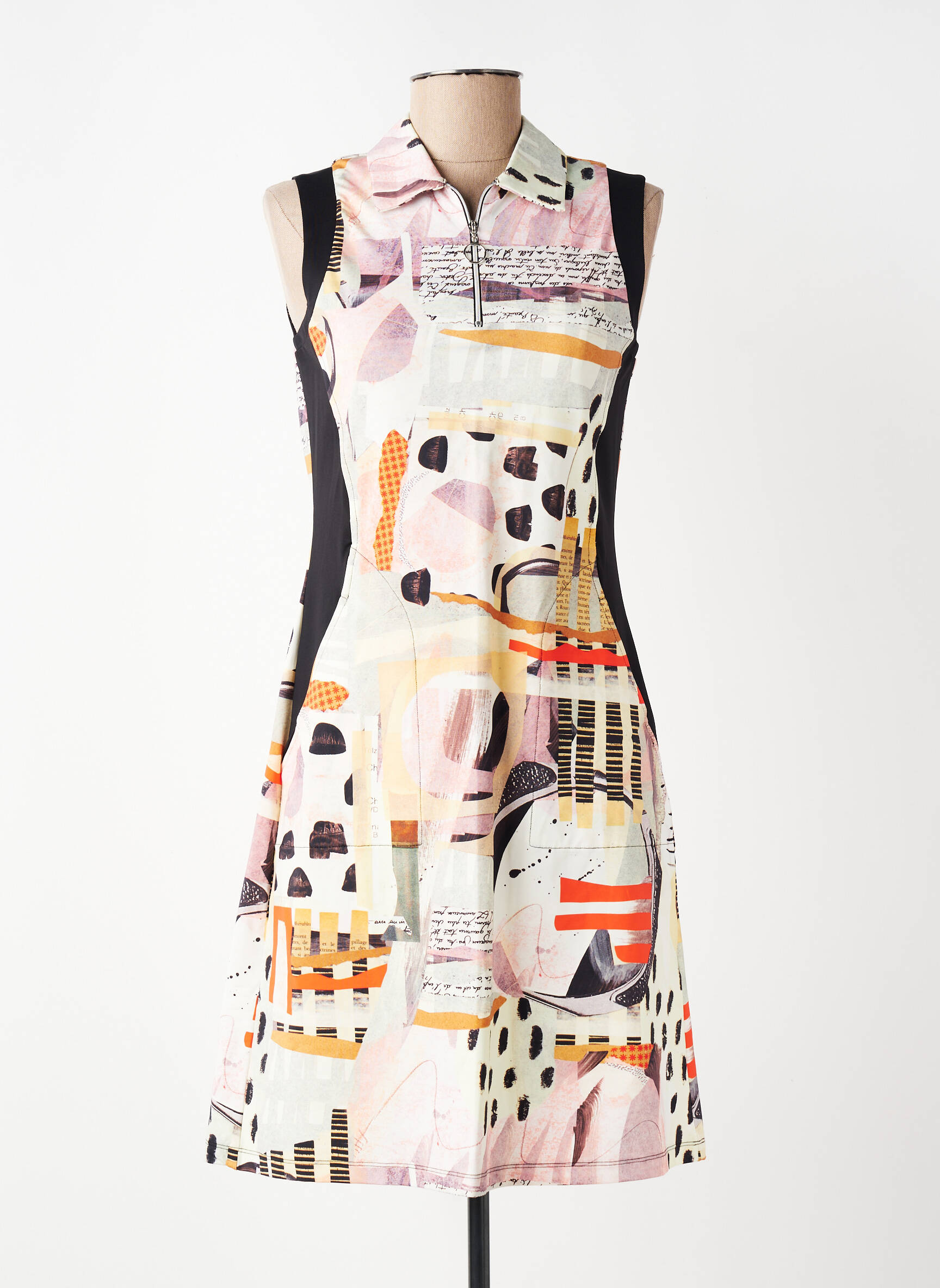 Robe courte sans manche sans manche beige DOLCEZZA femme