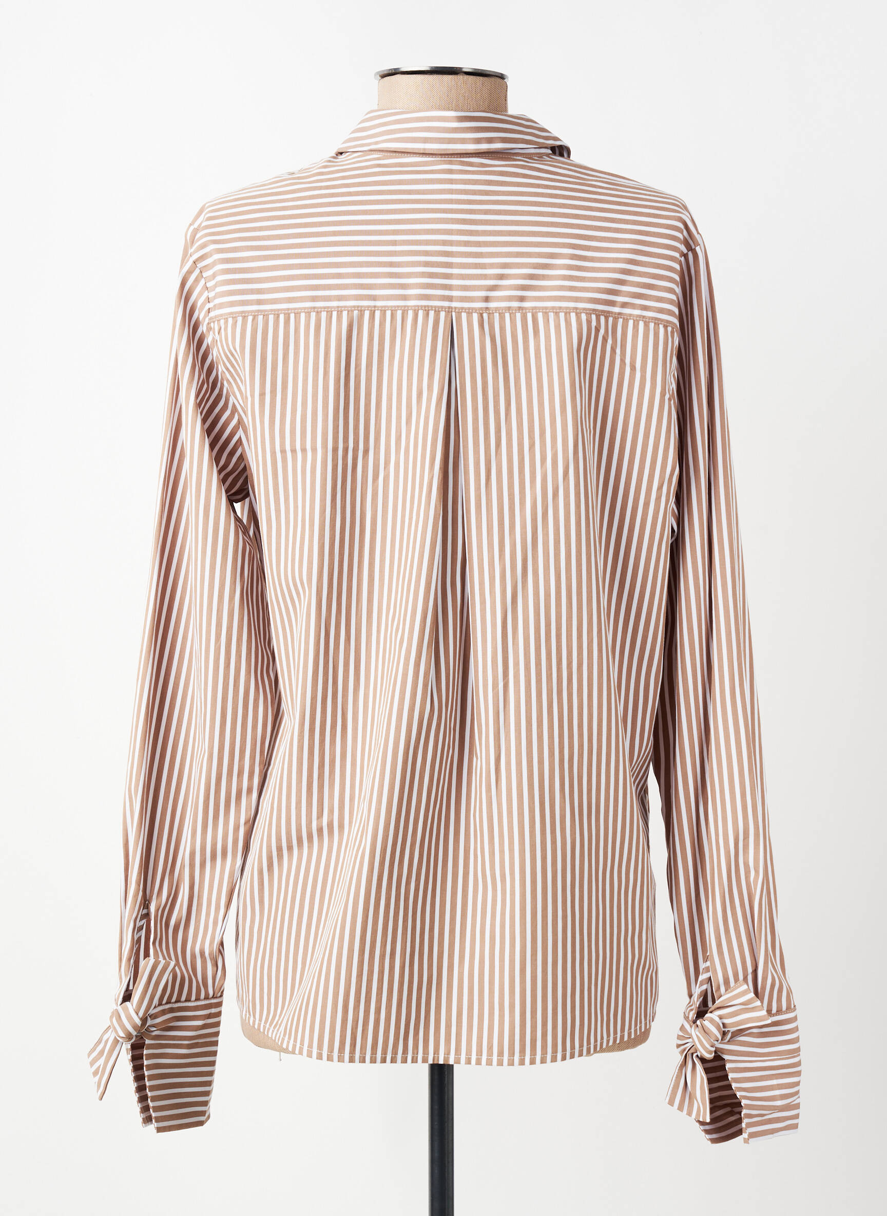Blouse tissage popeline manches longues marron TONI femme
