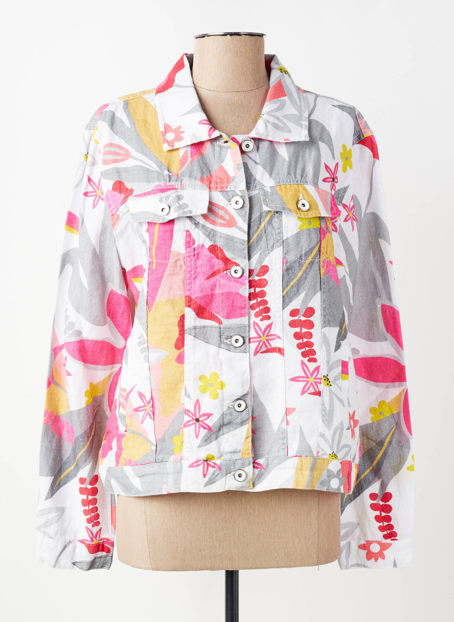 Veste casual poignets boutonnés avec fente blanc DOLCEZZA femme