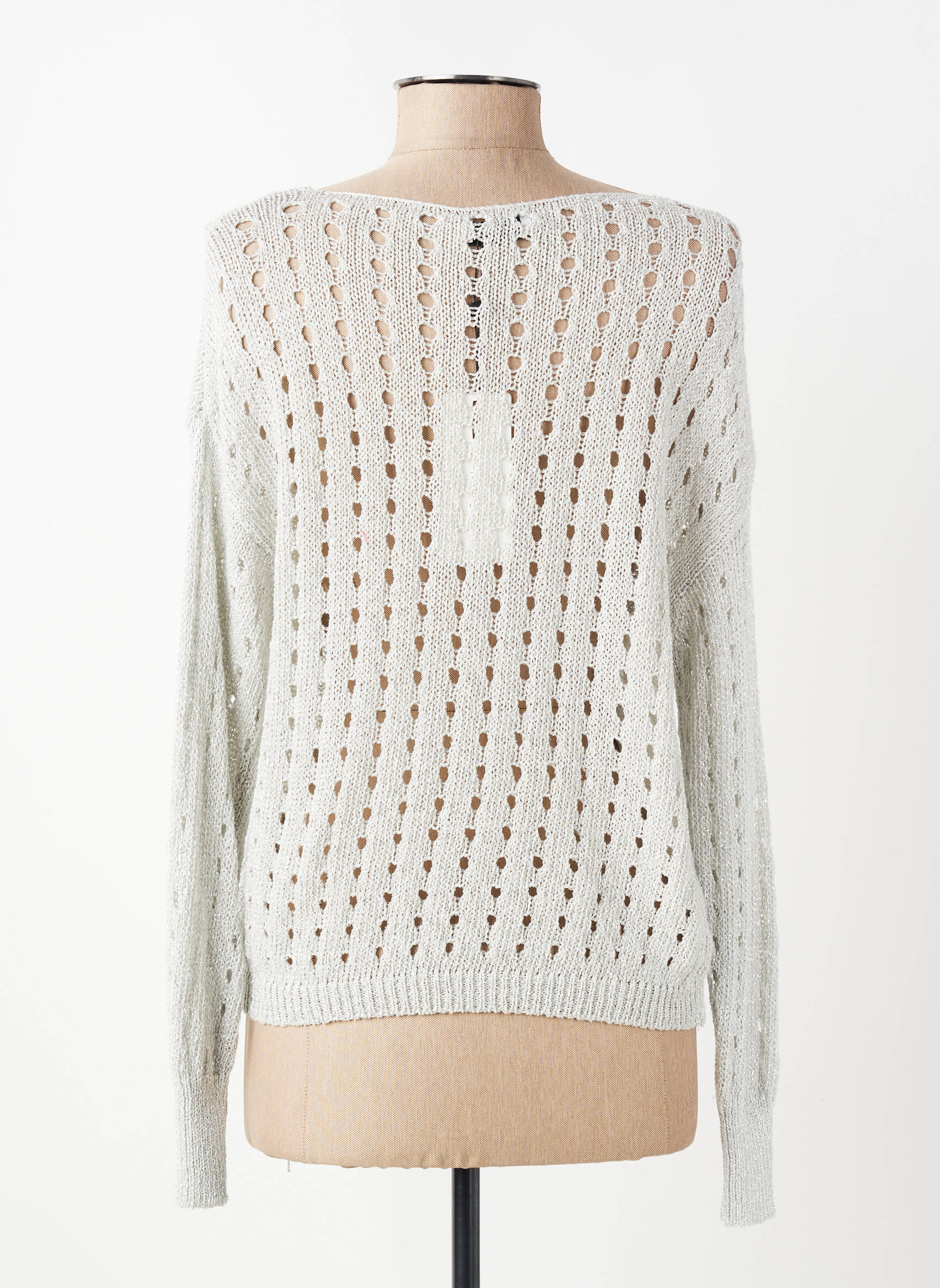 Pull col bateau manches longues argent MARIA BELLENTANI femme