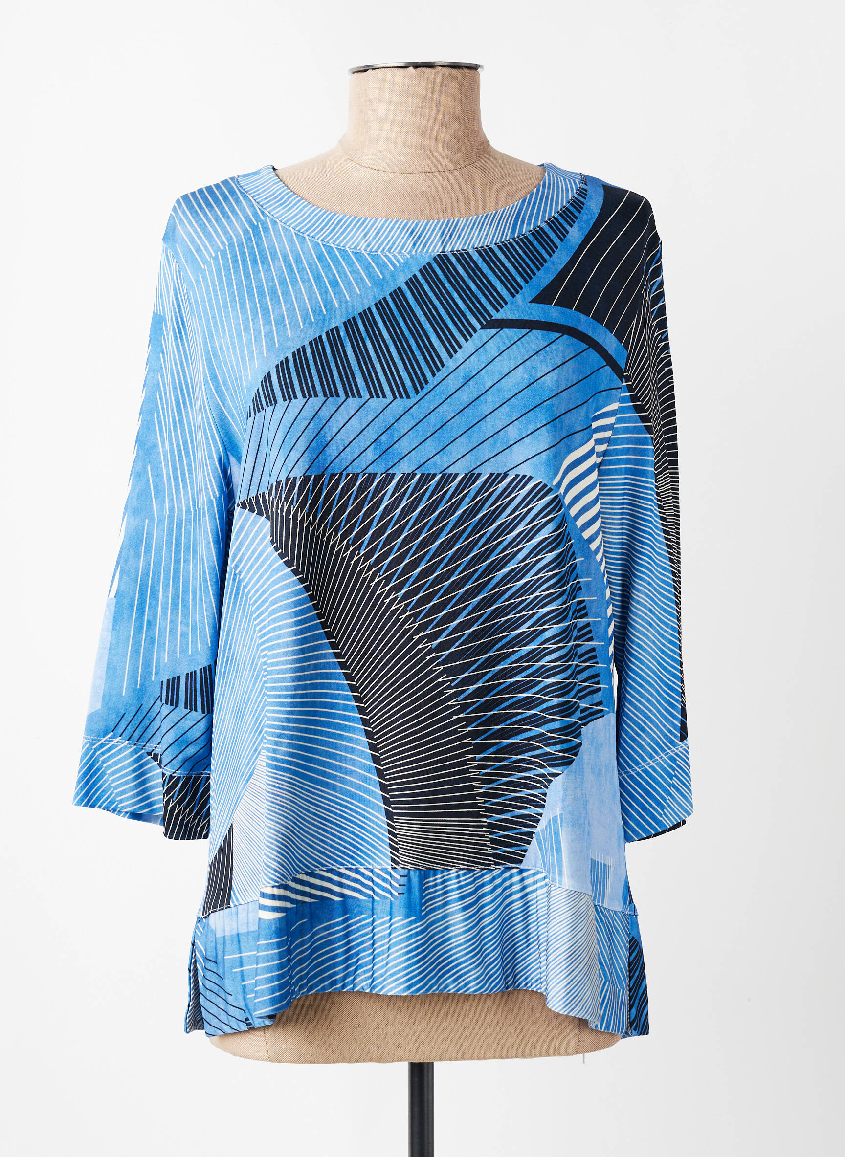 T-shirt manches 3/4 manches 3/4 bleu MARIA BELLENTANI femme