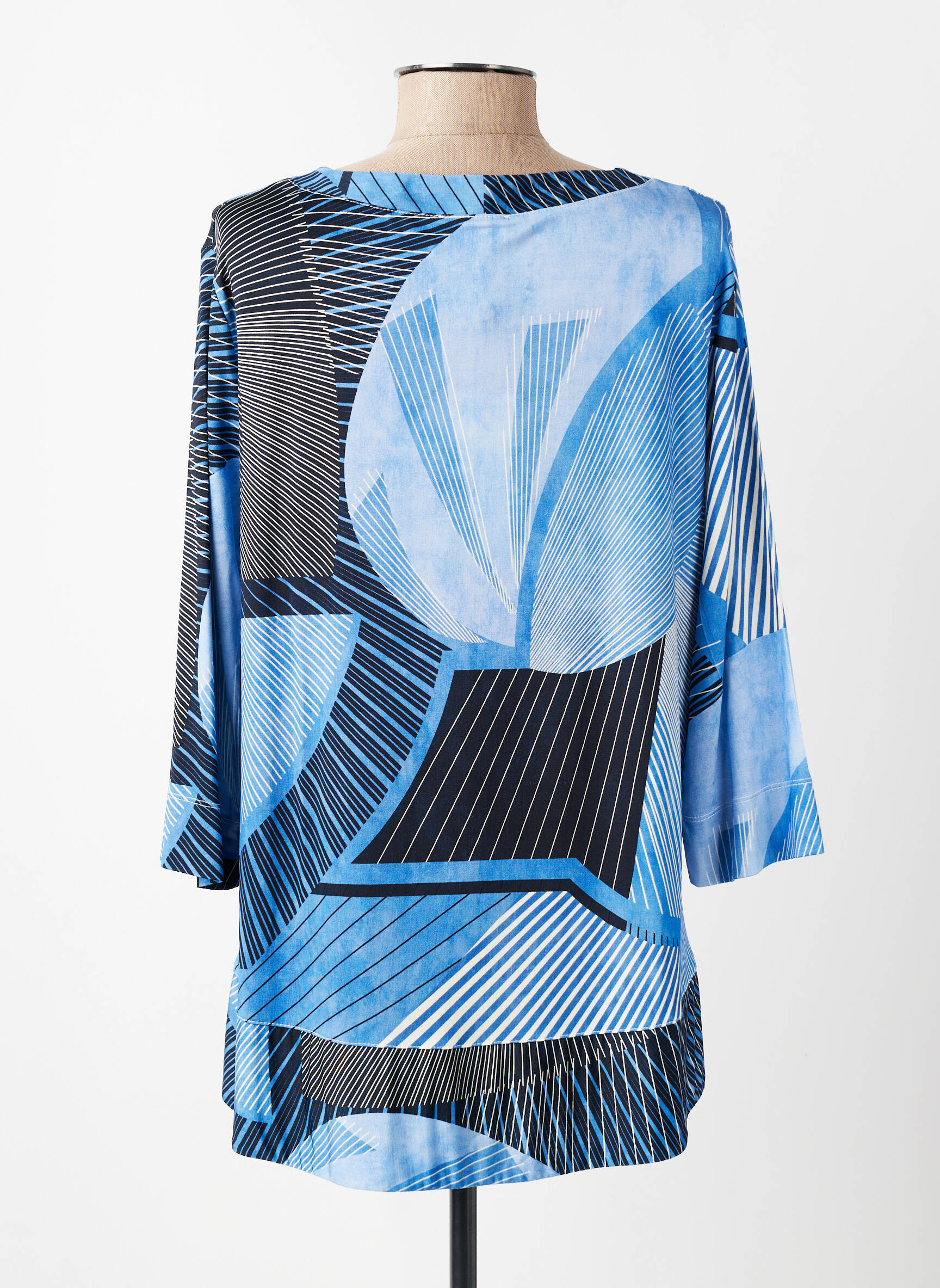 T-shirt manches 3/4 manches 3/4 bleu MARIA BELLENTANI femme