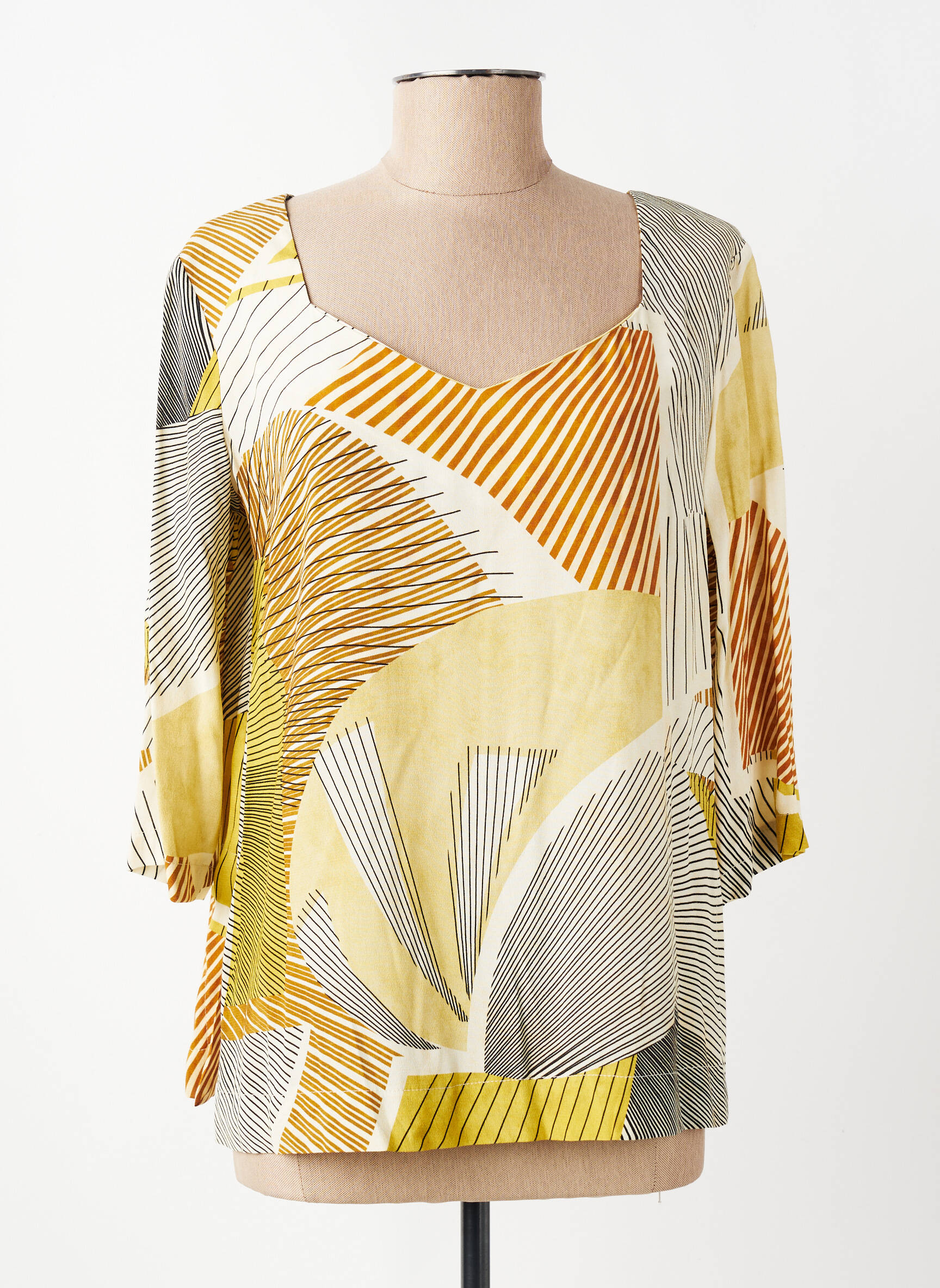 Blouse manches 3/4 manches 3/4 jaune MARIA BELLENTANI femme
