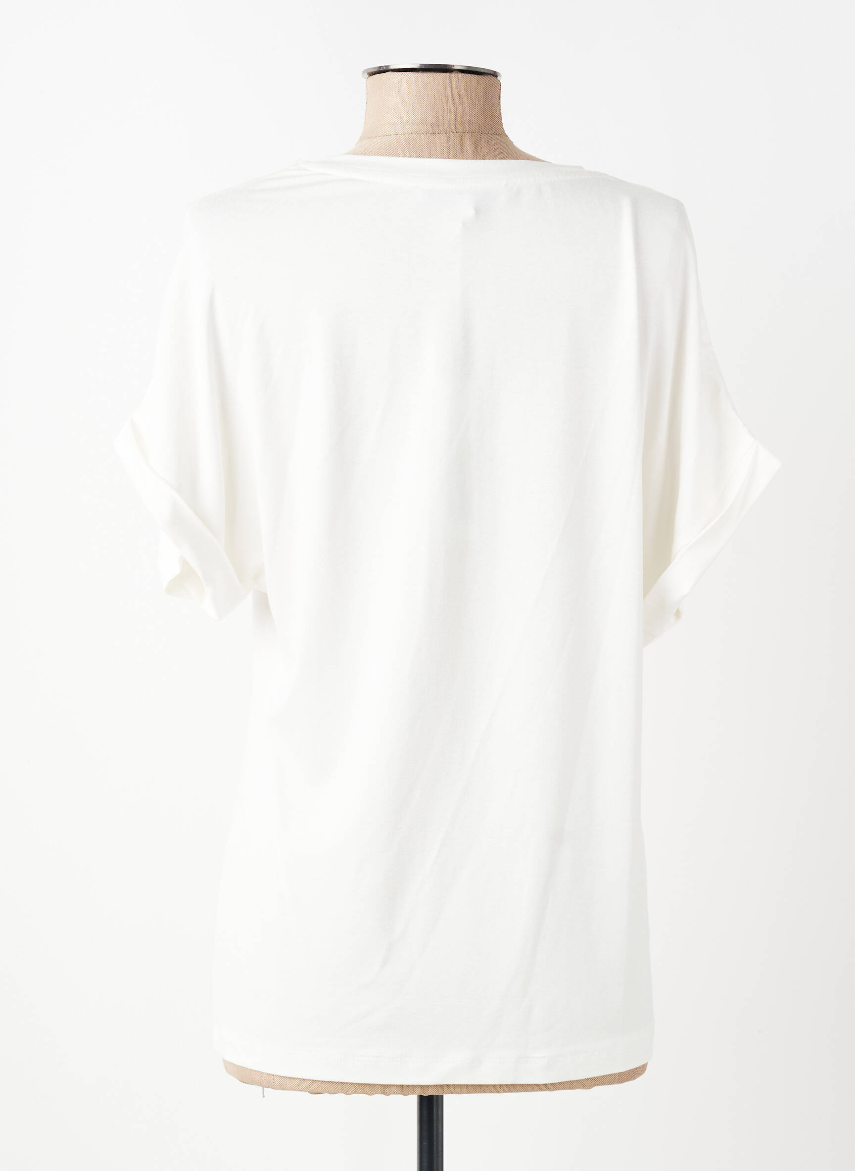 T-shirt sérigraphie avec strass manches courtes beige LESLIE femme