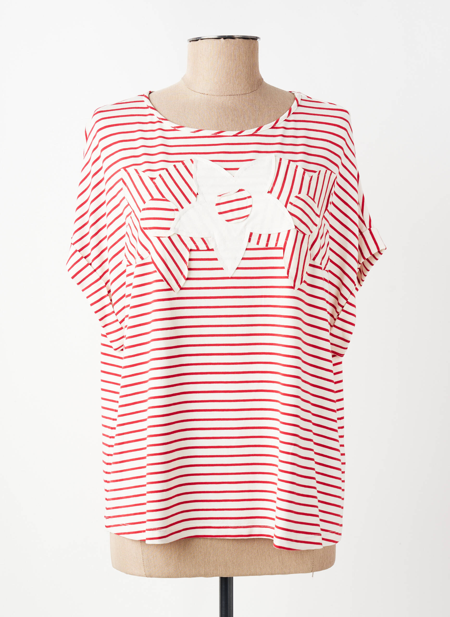 T-shirt coupe droite manches courtes rouge MARIA BELLENTANI femme
