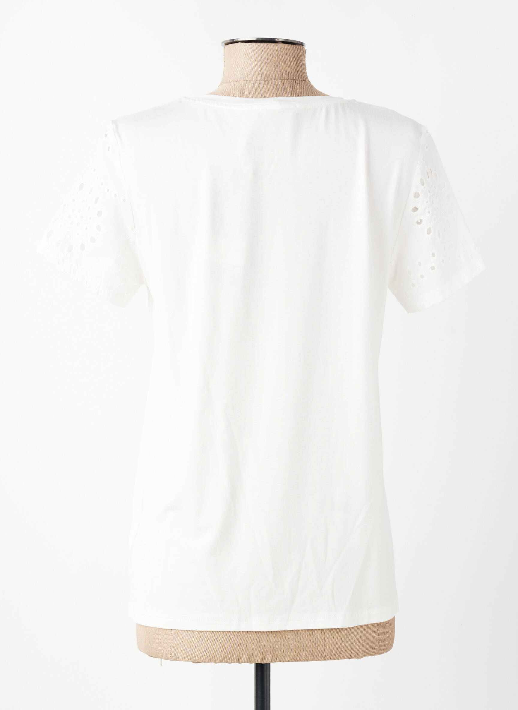 T-shirt stretch manches courtes blanc ELEONORA AMADEI femme