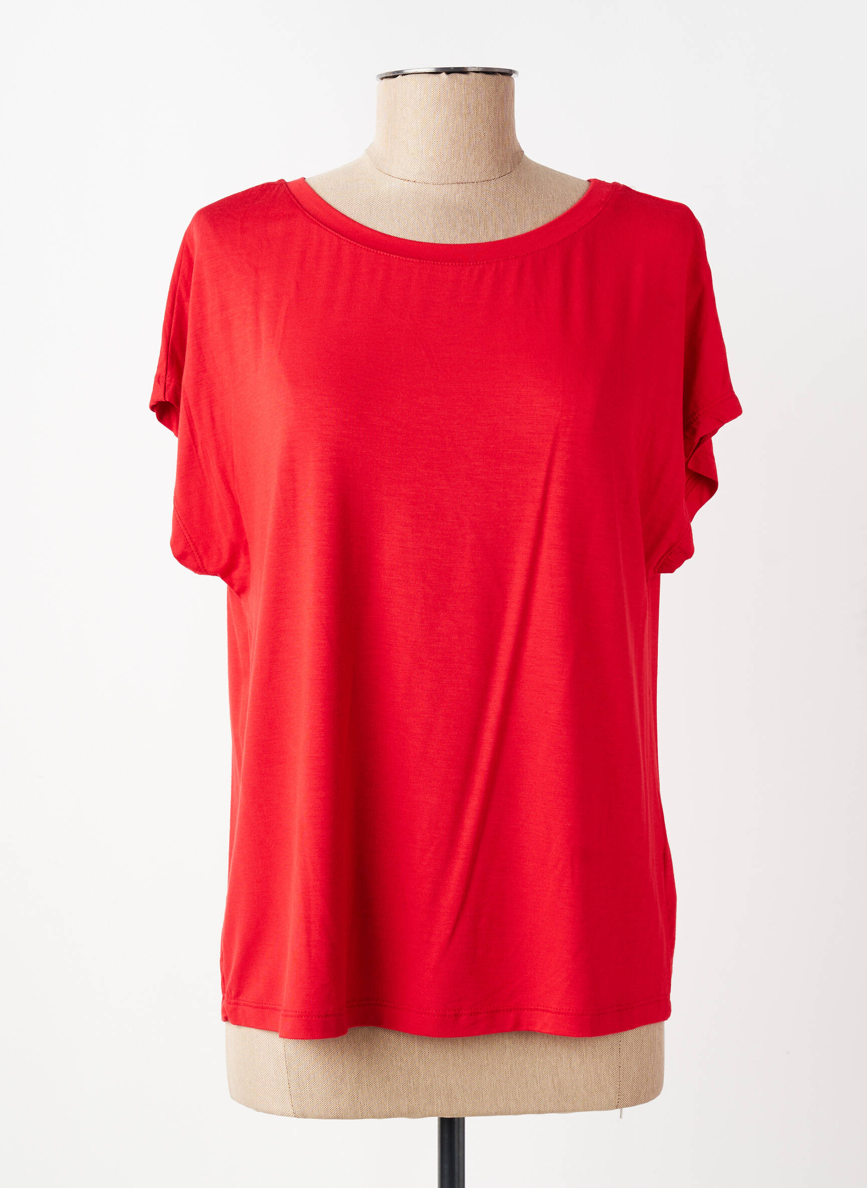 T-shirt coupe droite manches courtes rouge ELEONORA AMADEI femme