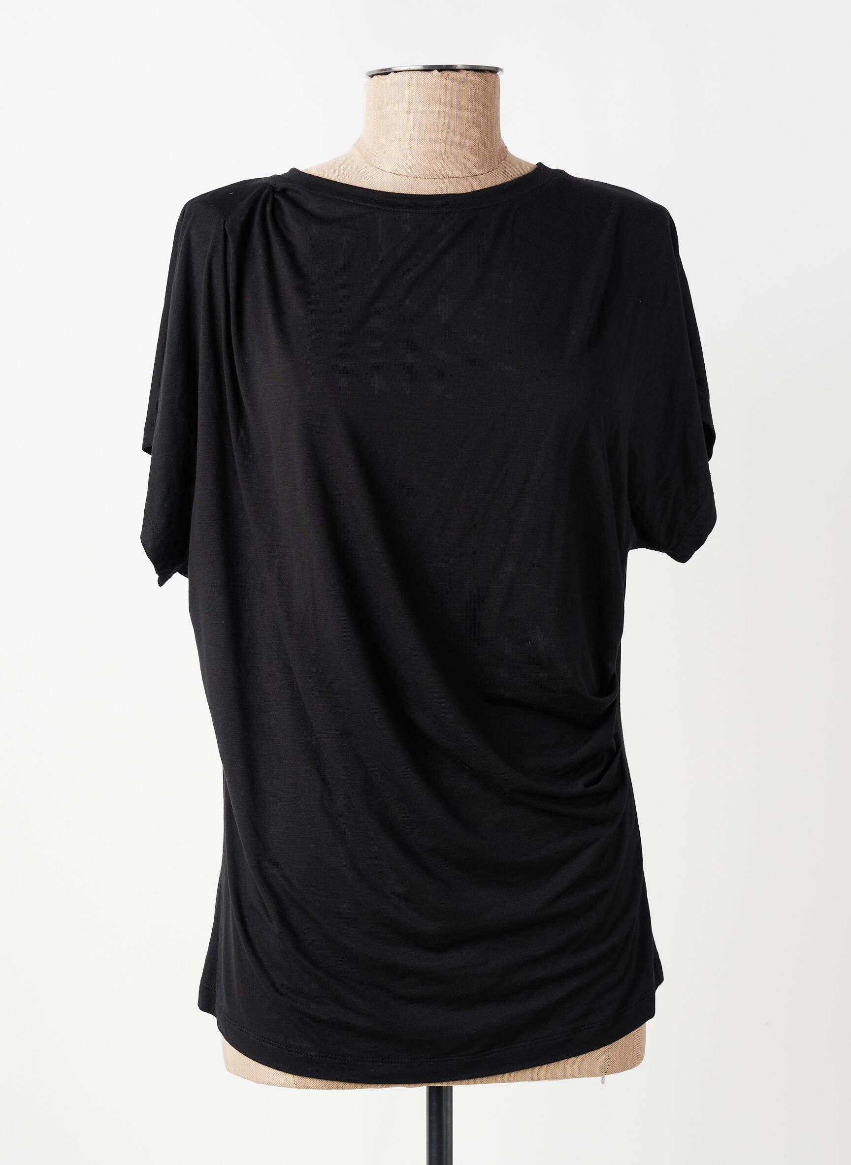T-shirt coupe droite manches courtes noir ELEONORA AMADEI femme