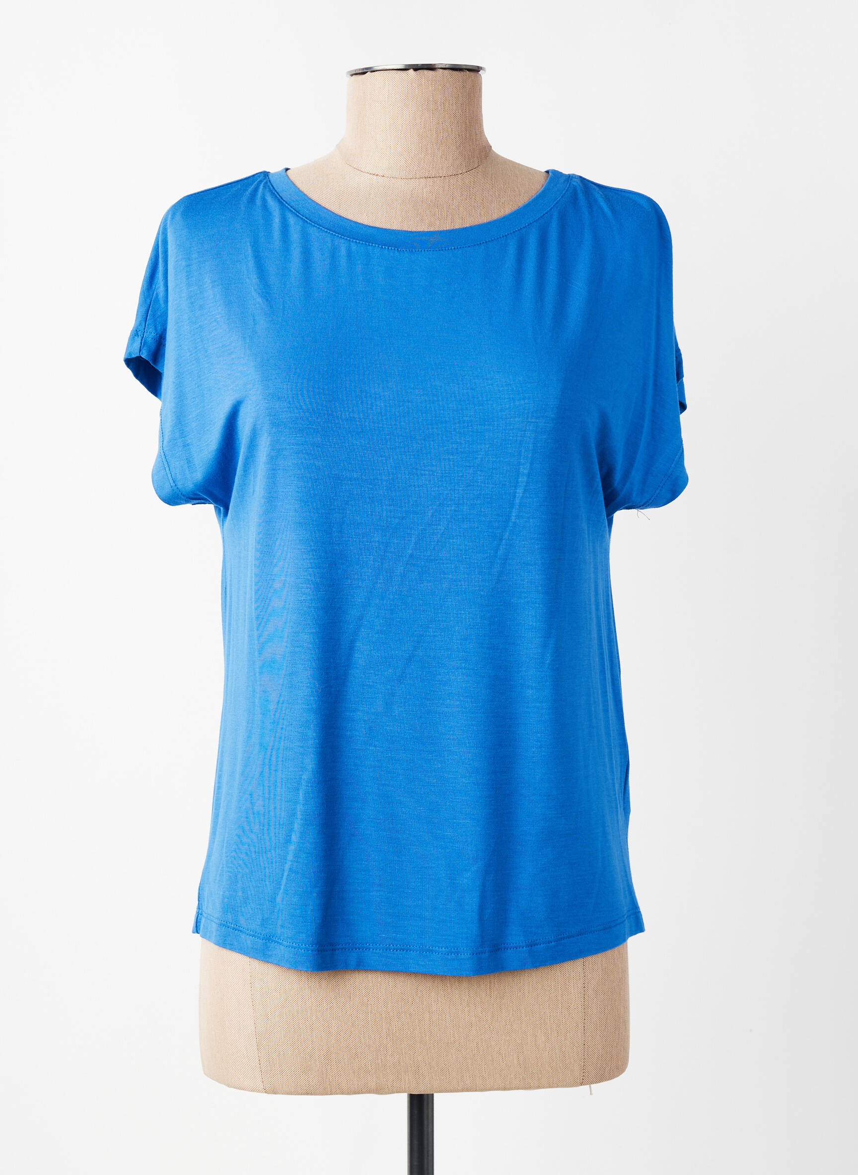 T-shirt coupe droite manches courtes bleu ELEONORA AMADEI femme