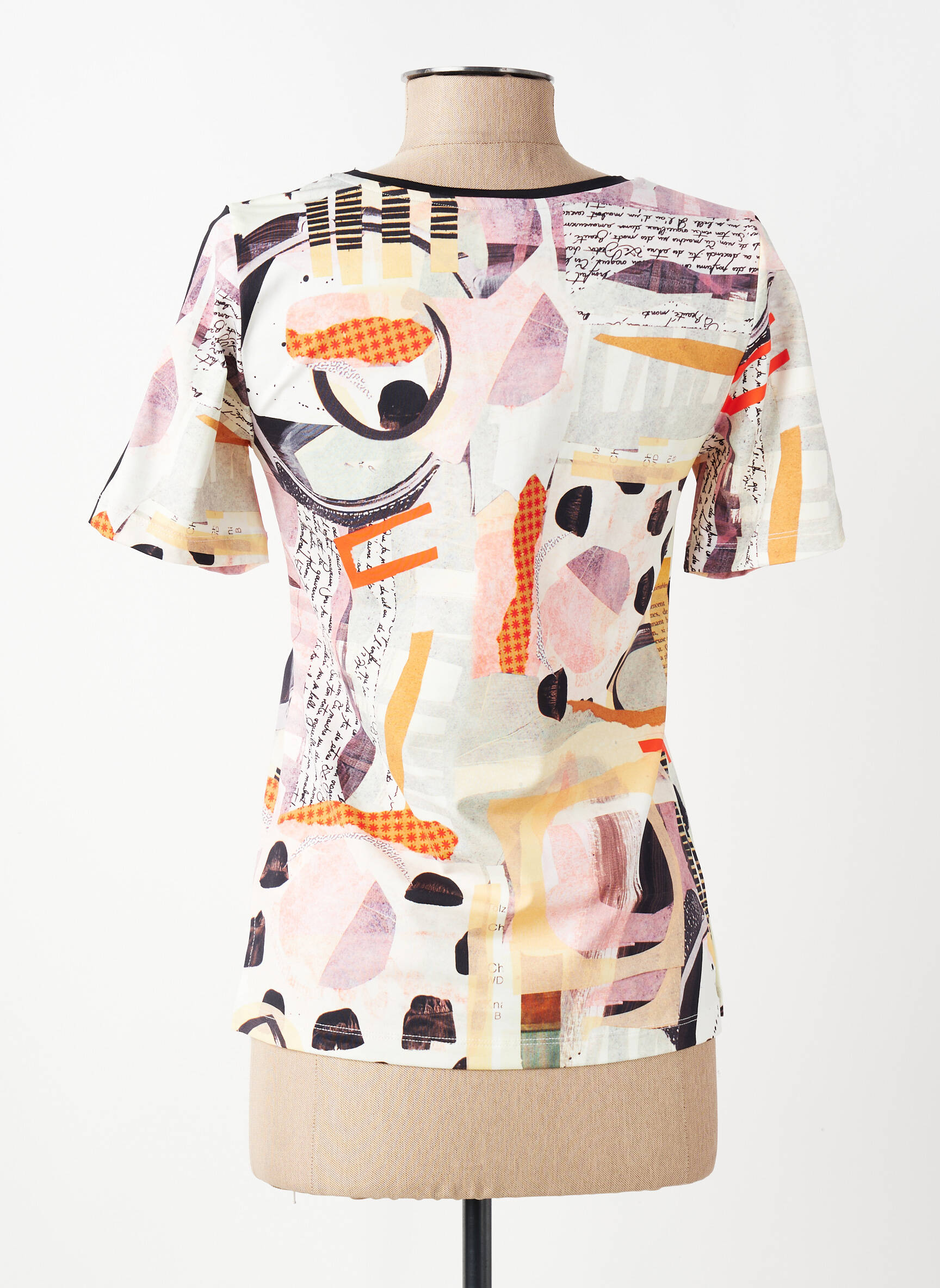 T-shirt imprimé fantaisie manches courtes beige DOLCEZZA femme