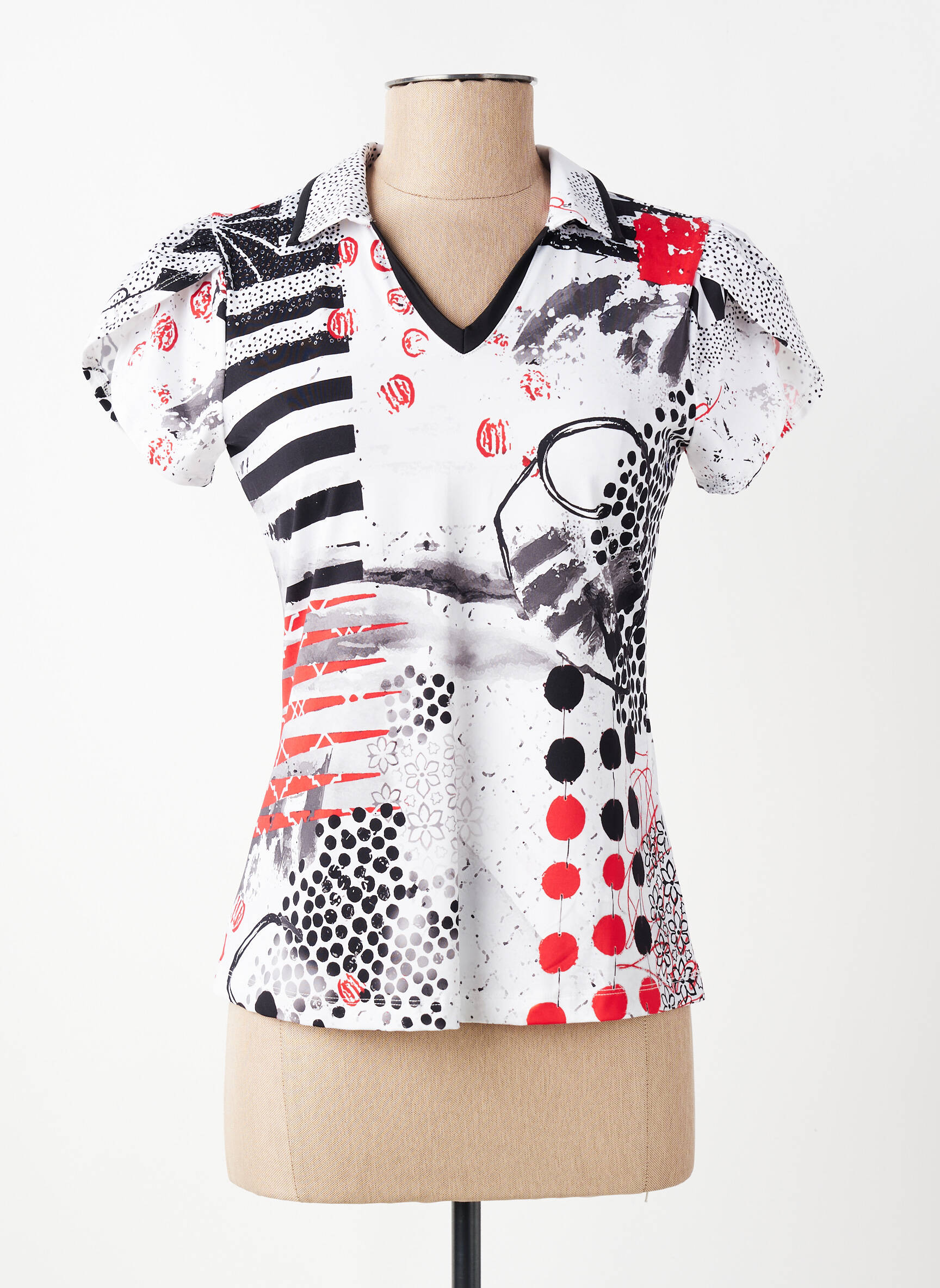 T-shirt imprimé fantaisie manches courtes blanc DOLCEZZA femme